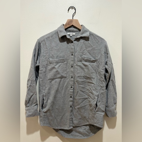 Madewell Sunday Grey Button Up Long Sleeve Flannel Shirt w/ Pockets - Women’s XS - Picture 1 of 7